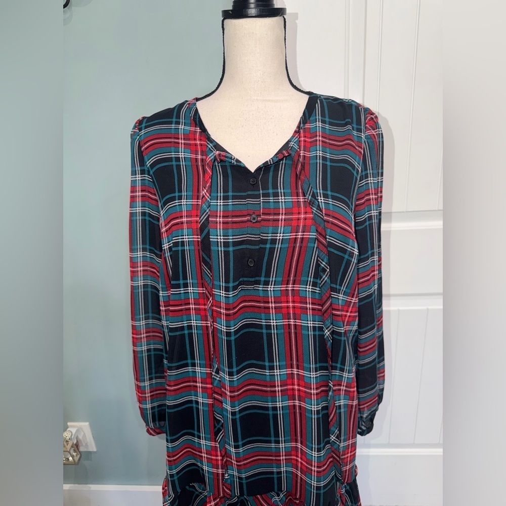 Draper James Plaid Drop waist ruffle shift dress size small - Picture 5 of 10